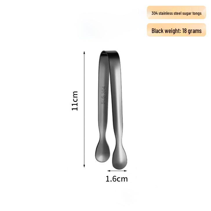 304 Stainless Steel Sugar & Ice Tongs for Coffee and Food, Thickened, Ideal for Restaurant and Bar Use.