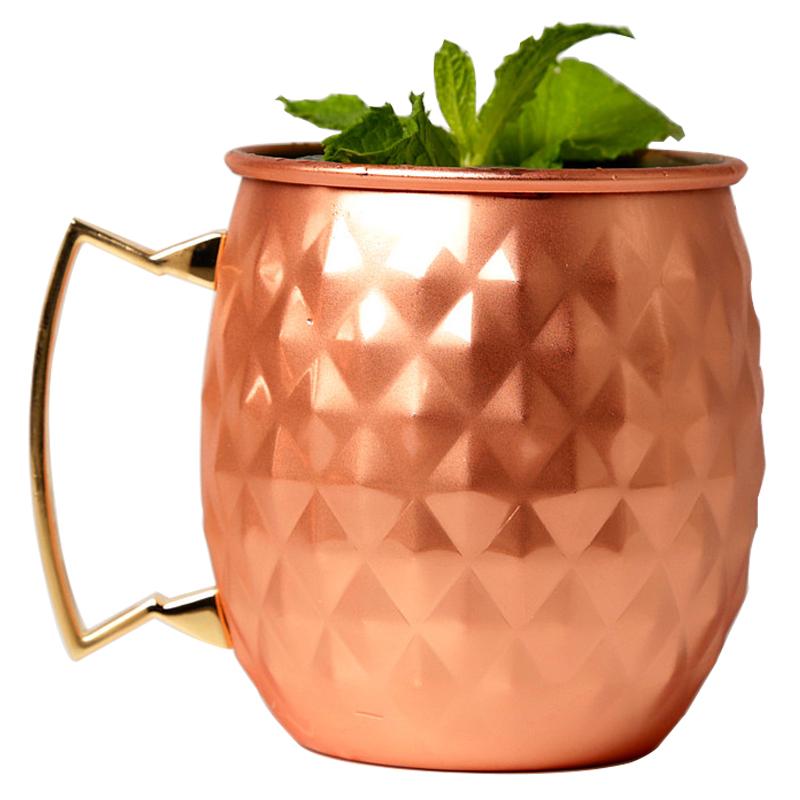 Hammered Copper Plated Stainless Steel Moscow Mule Copper Mug Drum-Type Beer Cup Water Glass Drinkware