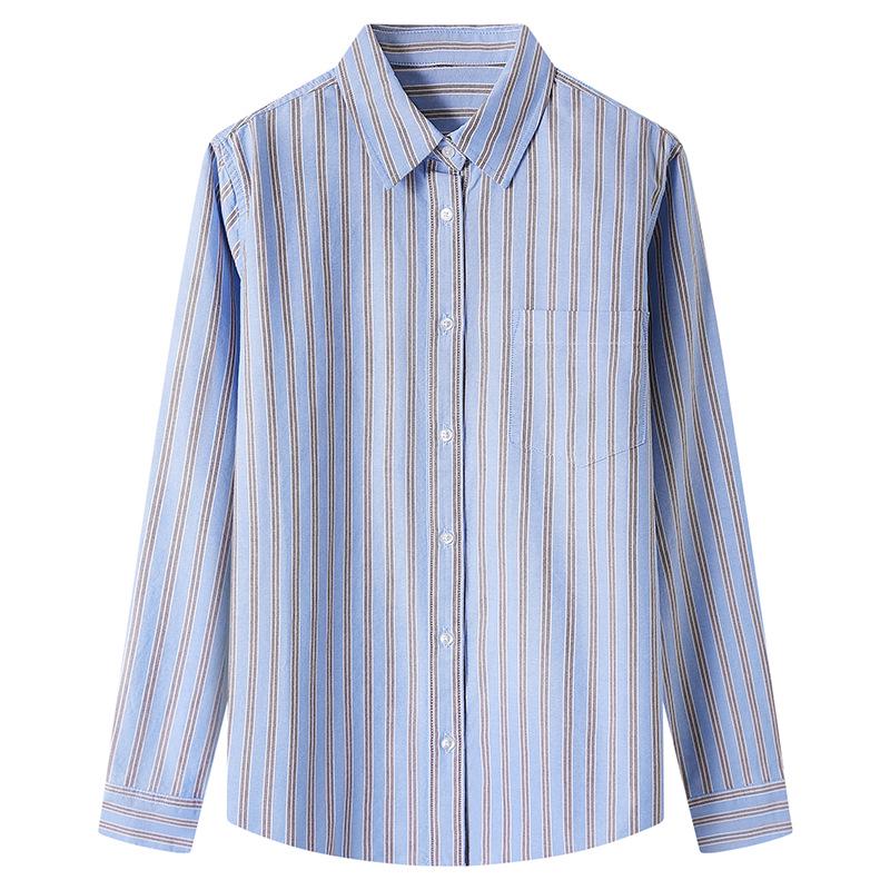 Women s Cotton Cocoon Striped Long Sleeve Shirt - Loose Casual Korean Style (Spring 2026 Edition) Medium