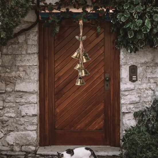 Halloween Door Knob Witch Bell Home Protection Vintage Handmade Indoor Outdoor Hanging Metal Bell Witchcraft Door Hanger Wicca Wind Chime Decoration