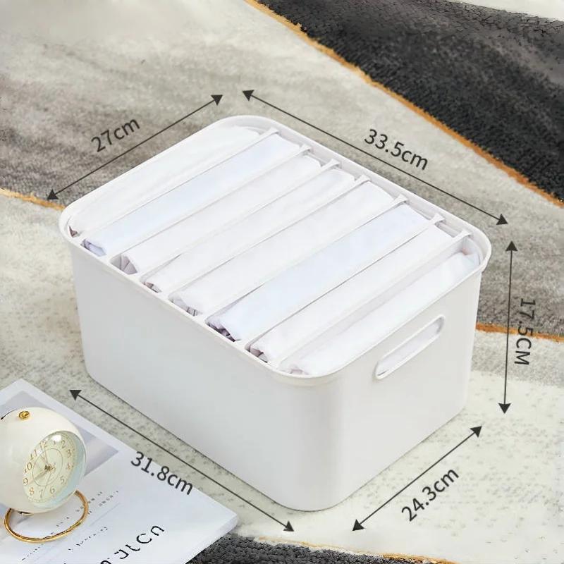 Plastic Clothes Storage Box Stackable Underwear Socks Compartment Organizer Container Toy T-shirts Jeans Closet Drawer Divider