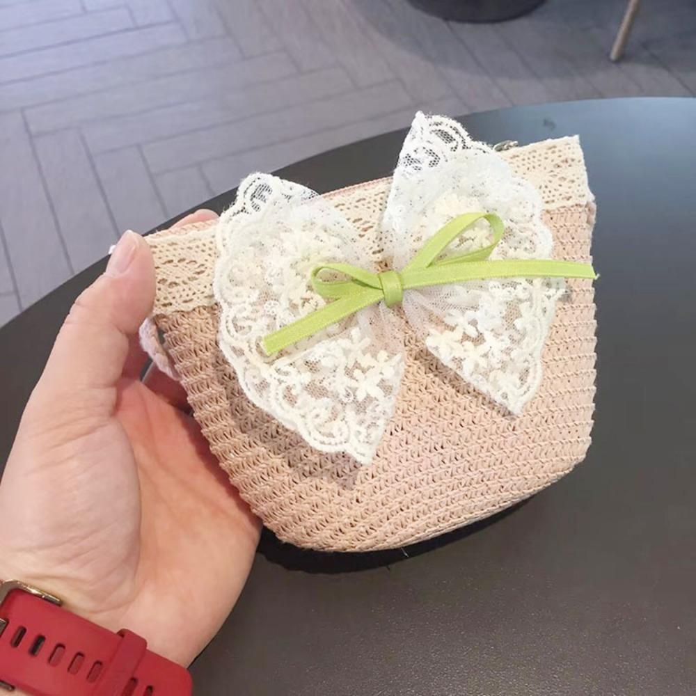 

Wide Brim Children Straw Hat Straw Beach Bucket Cap New Straw Shoulder Bag Beach Pink Bag