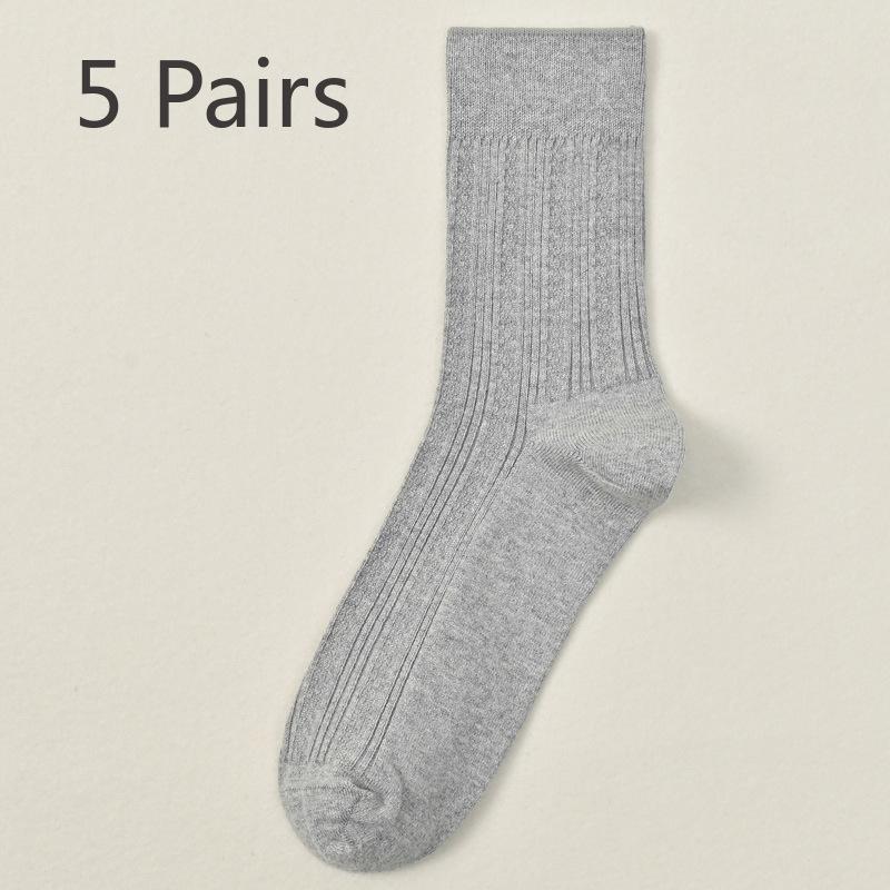 5 Pairs of Male Spring and Autumn High Grade Comfortable Cotton Sweat Absorbing Breathable Deodorizing Socks