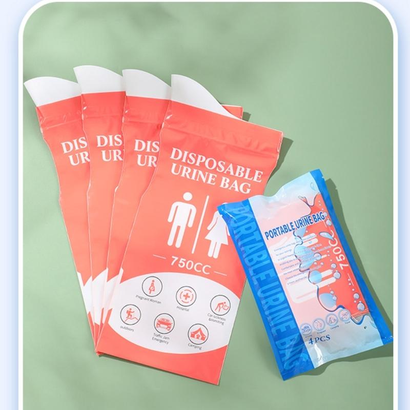 4Pcs Outdoor Emergency Urine Bags Unisex Disposable Urinal Bags 750ML Camping Pee Bags for Road Trip Camping Hiking