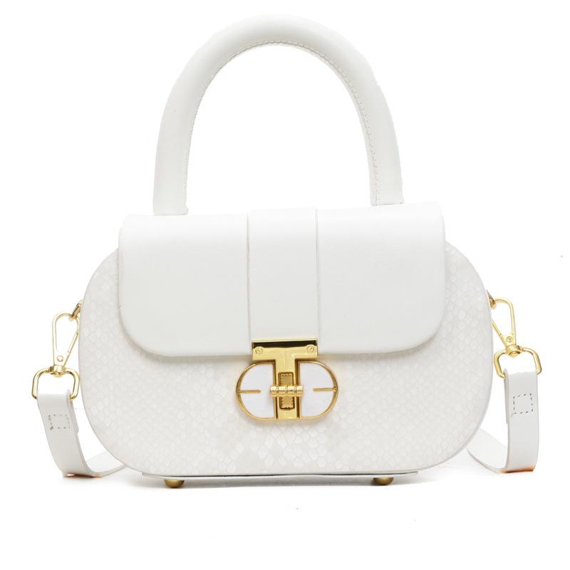 

Bag women s new niche python pattern color matching hand carry saddle bag advanced texture light luxury exquisite messenger bag білий