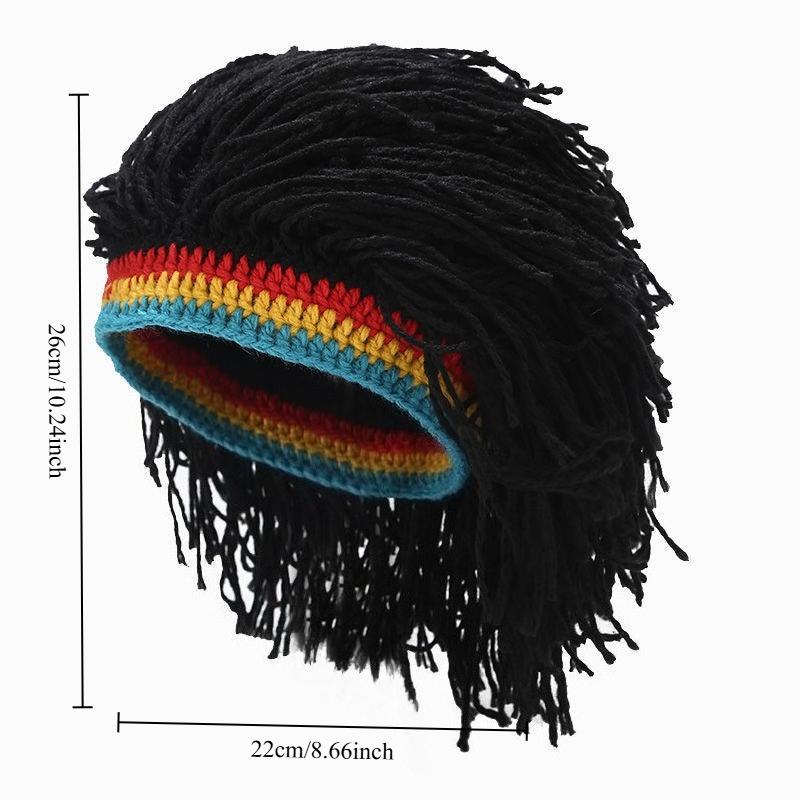 Dreadlock Hat Funny Braid Headband Hip Hop Party Cap Fake Hair Trendy Personality Warm Knit Unisex Streetwear Accessory чёрный