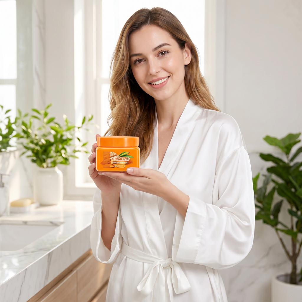 Turmeric Body Glow Scrub Natural Exfoliating Cream with Turmeric Extract and Moisturizing Ingredients for Smooth Skin 200g
