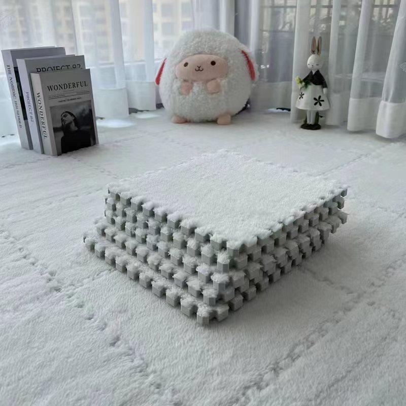 10Pcs Soft Plush Puzzle Carpet Play Mat 30*30*1CM Room Warm Playmat Interlocking Exercise Tiles Fluffy Area Decoration Mat Rug