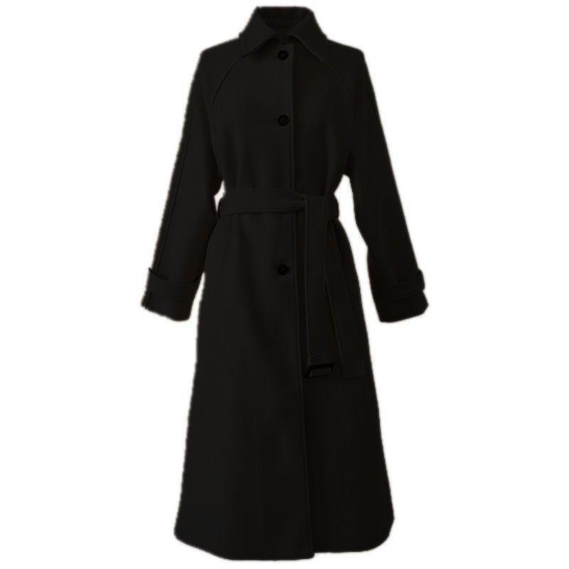 Padded and thickened 2 winter medium and long loose and thin woolen coat women's autumn woolen coat