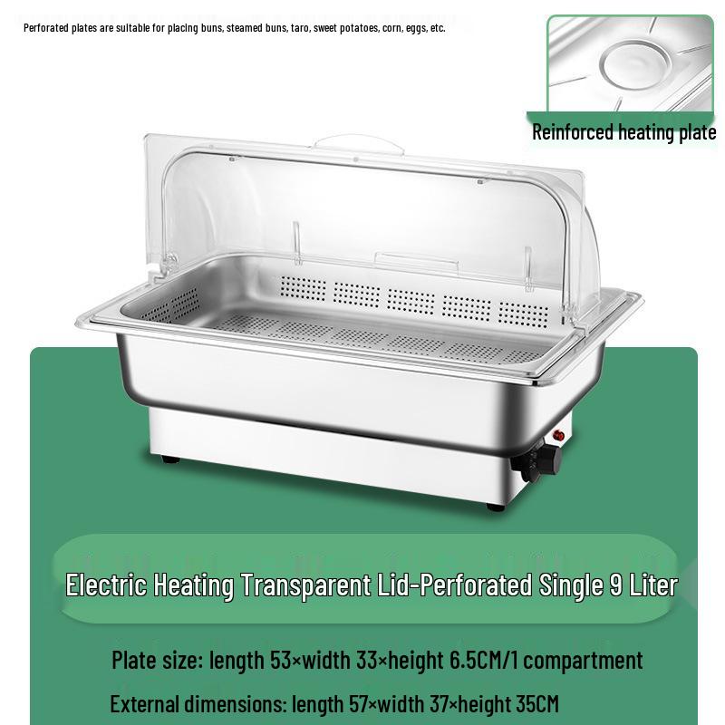 Stainless Steel Electric Chafing Dish with Visible Flip-Top for Buffet & Breakfast