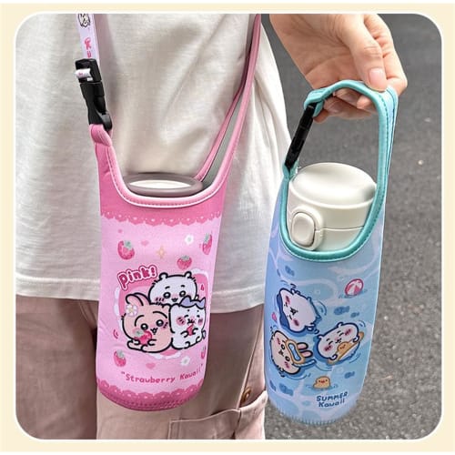 SDCADQ Chiikawa Bottle Holder, Water Bottle Cover, Water Bottle Case, Storage Bag, Can be Carried by Hand or Carried Crossbody, Fits Thermoses and Tra