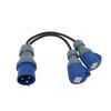 32A Plug To 2 X 16A Socket Nylon Casing IP44 Water Proof 1 To 2 32A To 16A Adapter for RVs Factories Construction Sites