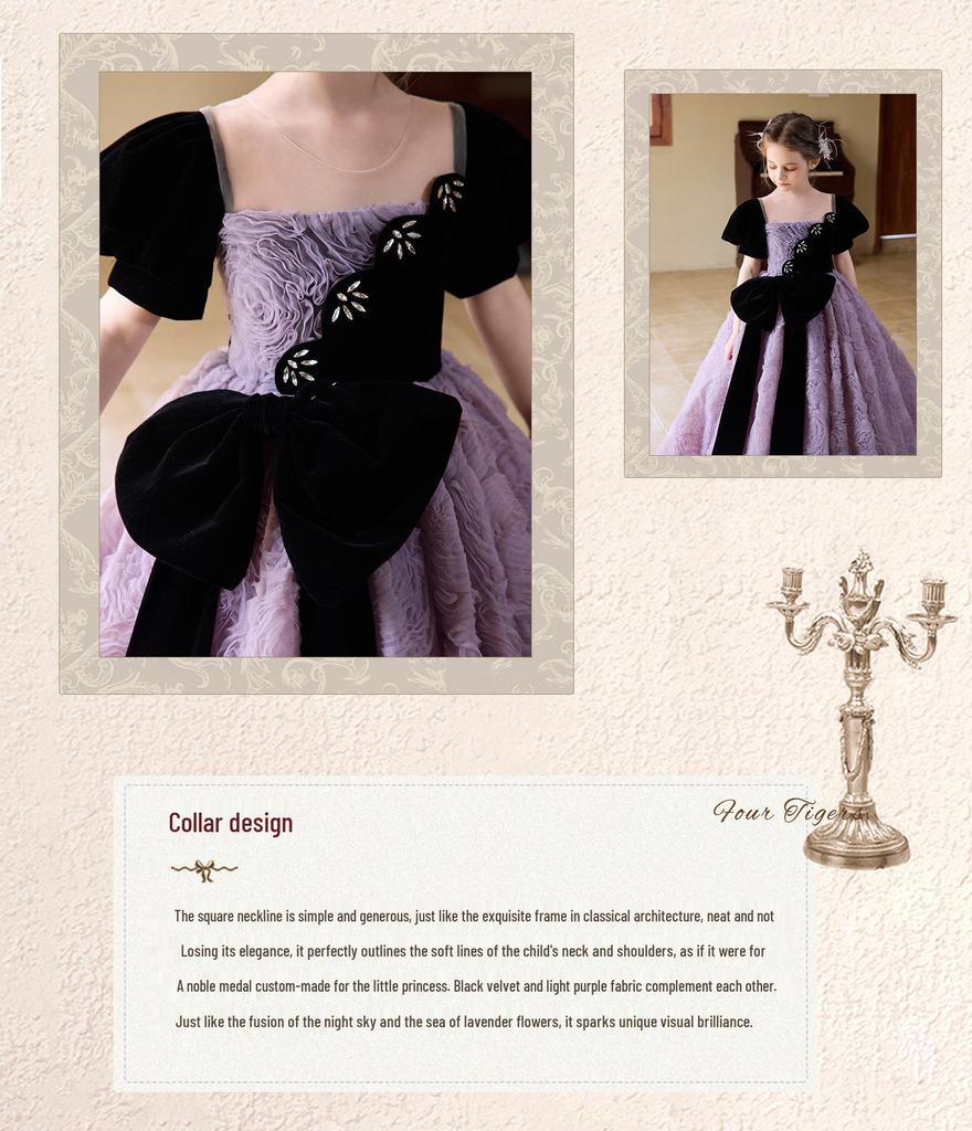 Girls' High-End Hepburn Style Princess Winter Evening Gown