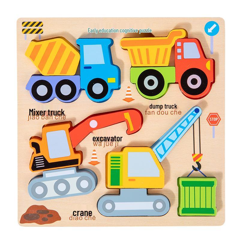 3D Wooden Puzzle Educational Toys for Ages 4-6: Animal & Transportation Shape Matching Blocks.