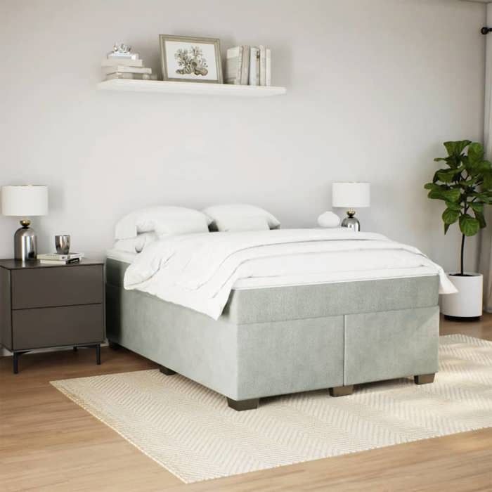 Maison Exclusive - Sommier à lattes de lit et matelas Gris clair 140x190cm Velours