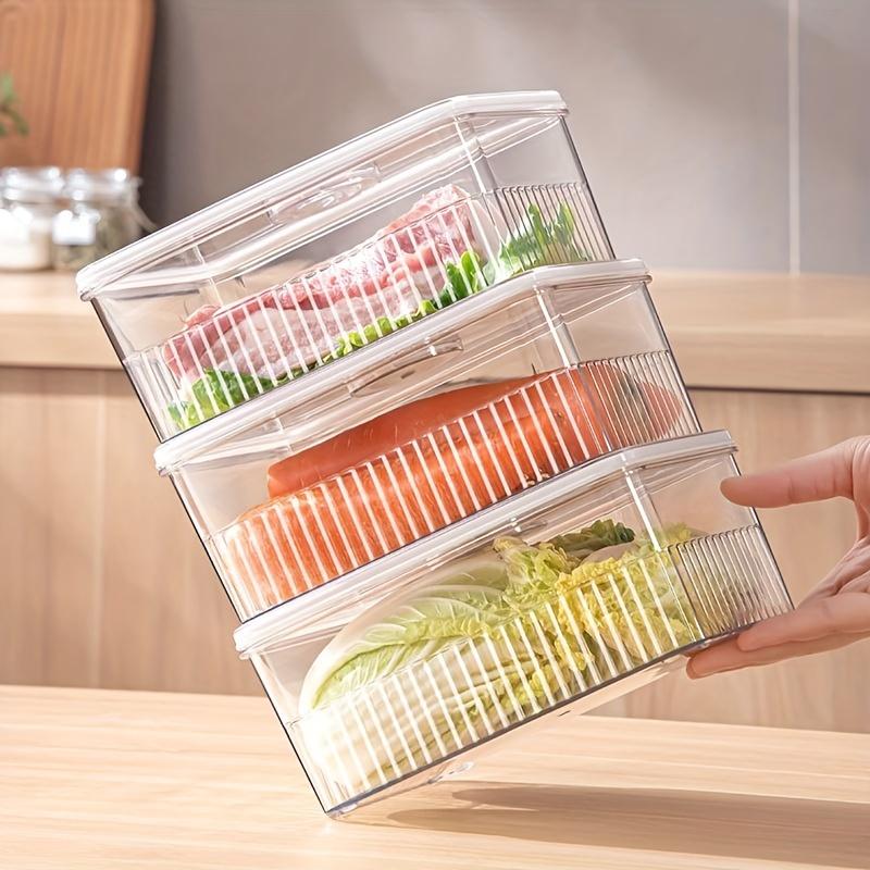 Refrigerator Storage and Preservation Box, Household Food Sealed Box, Stacked with Kitchen Fruits, Vegetables, Eggs, Timer, Froz