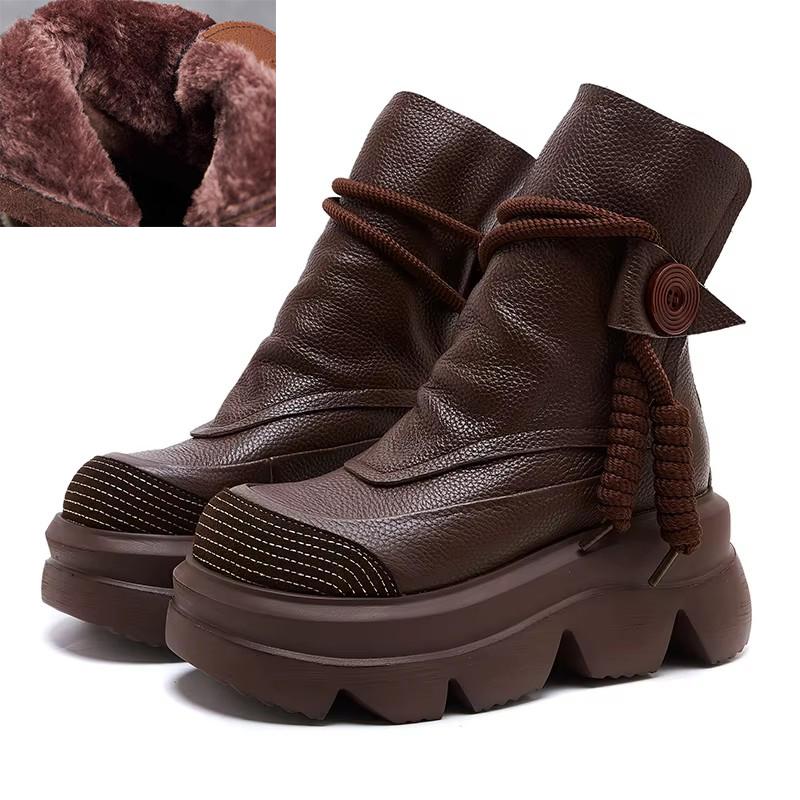 

Модные полусапоги GKTINOO ручной работы на платформе, женские короткие ботинки из натуральной кожи с круглым носком, увеличивающие рост, на толстой подошве, женская обувь 250