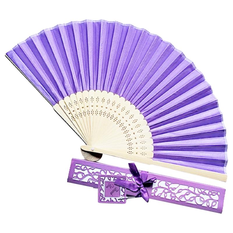 Folding Fan Silk Wedding Dance Hand Fan With Gift Box Party Favors