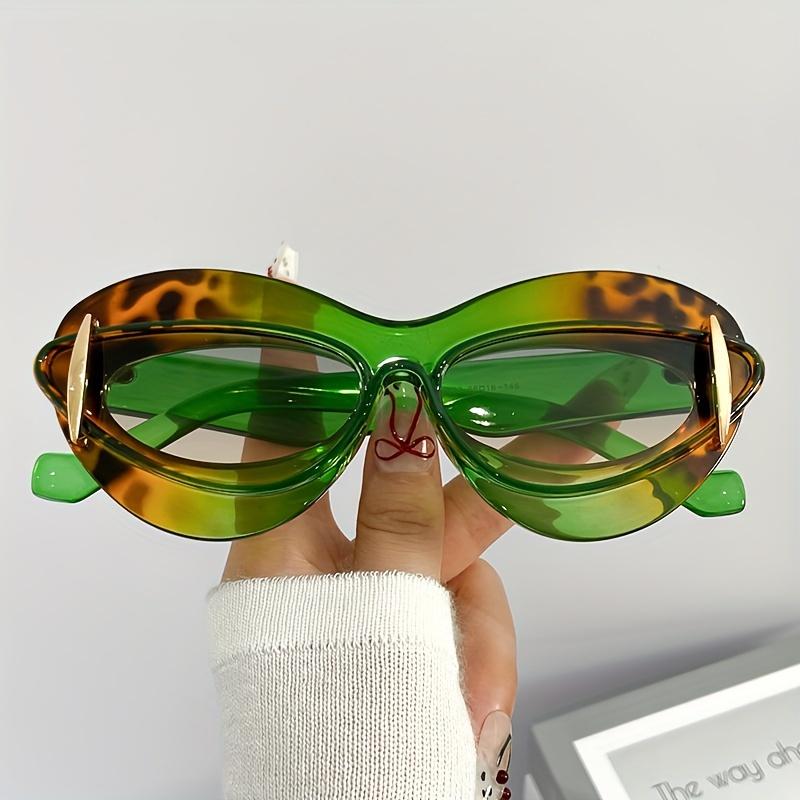 1 Set oval cat eye gradient for women Men fashion flat lens for women casual party party daily wear glasses