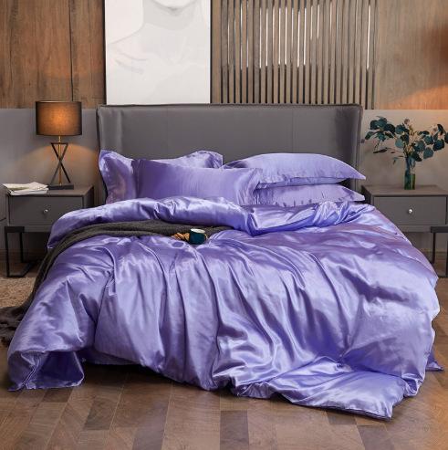 Solid Color Simulated Silk Bedding European And American Single Sheet Quilt Cover Pillowcase Four-Piece Set