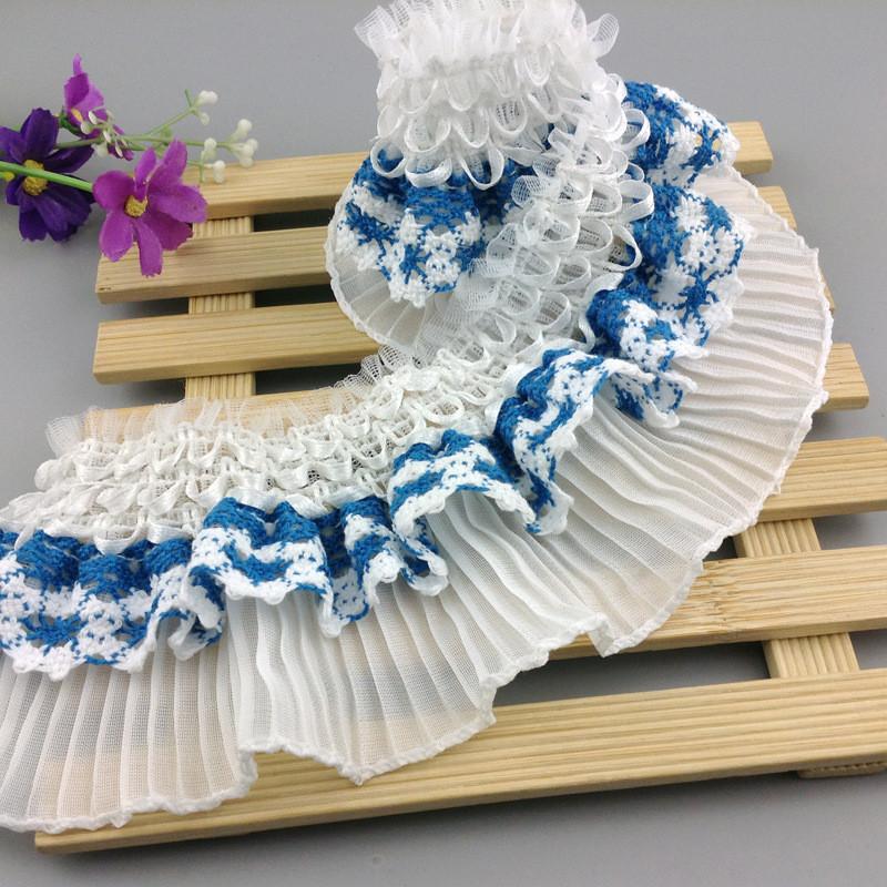 College Style Color Elastic Pleated Chiffon Lace DIY Ladies Children Clothes Ruffled Cuffs Fluffy Skirt Sewing Decorative Fabric