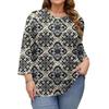 Top Stampati da Donna Girocollo Taglie Forti Manica 3/4 Camicie Eleganti