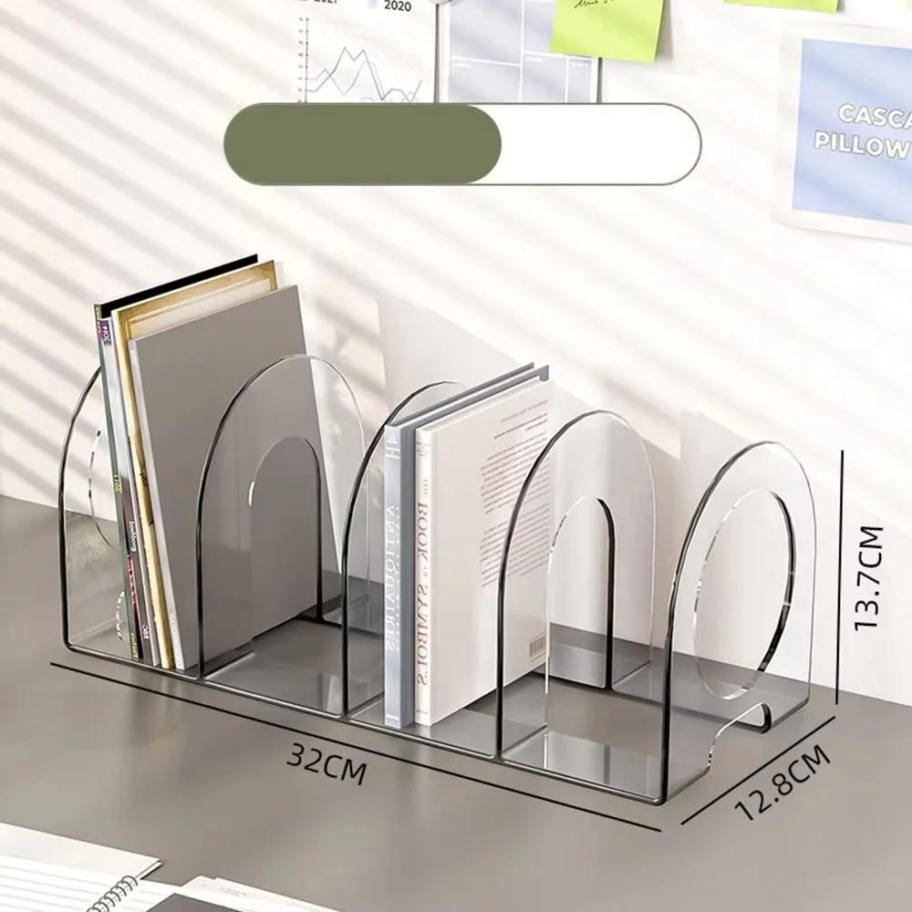 Bookshelf Book Holder Transparent Save Space Handle Bookends Desktop File Organizer Desk Storage Rack