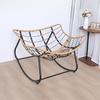 Outdoor Rattan Rocking Chair Patio Comfy Reading Chair with Oversized Cushion Indoor Recliner Wide Rocking Chair for Balcony Front Porch Grey