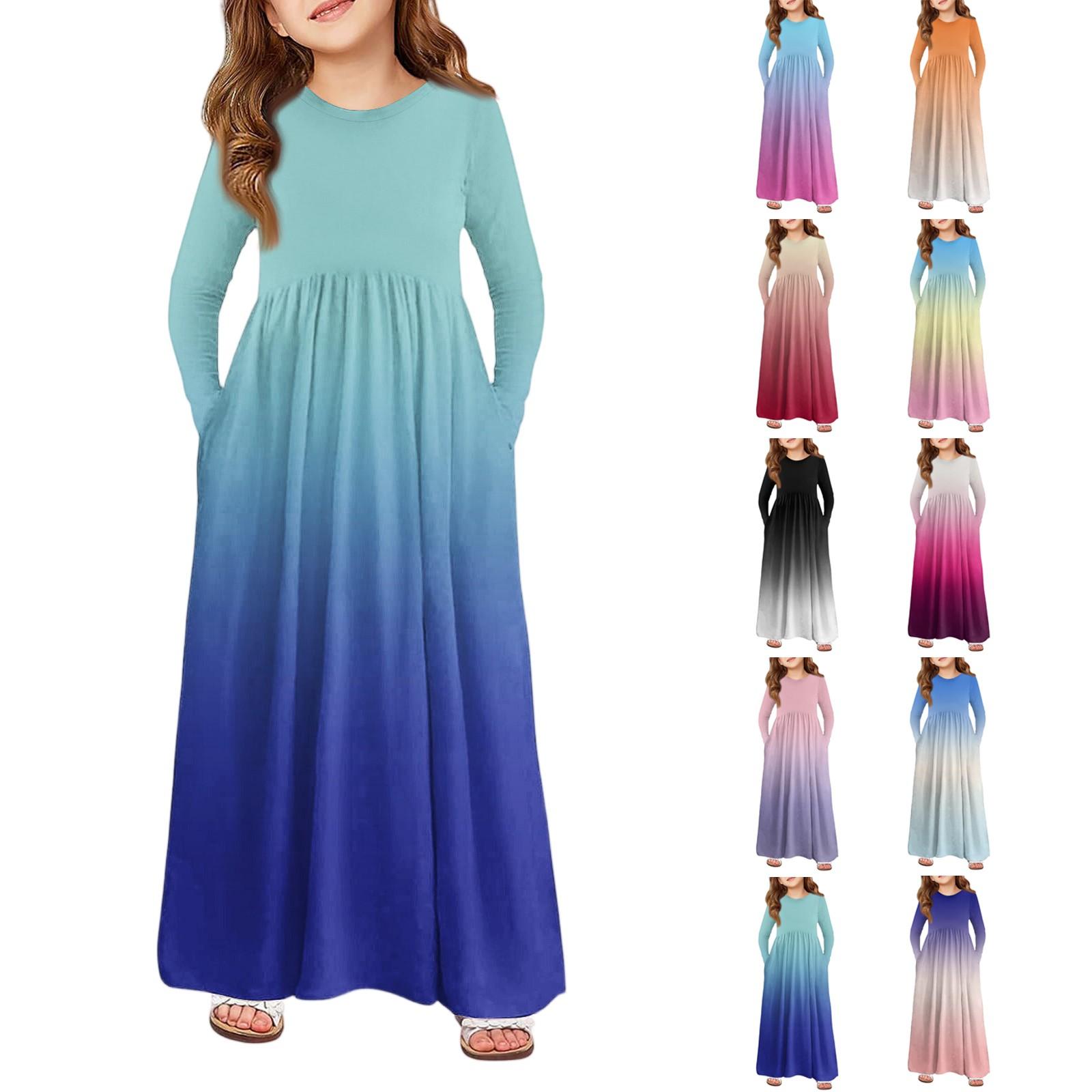 

Girls Maxi Dress - Long Sleeve Pocket Dress 110 бежевий