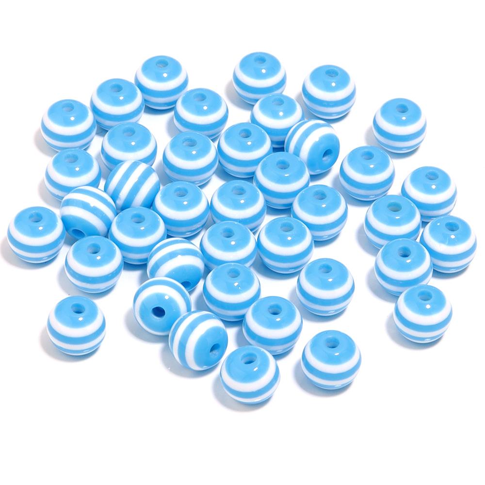 50-100pcs/lot 6 8 10 12mm Resin Round Beads Colored Stripes Spaced Beads For DIY Craft Bracelet Phone Chains Making Accessories