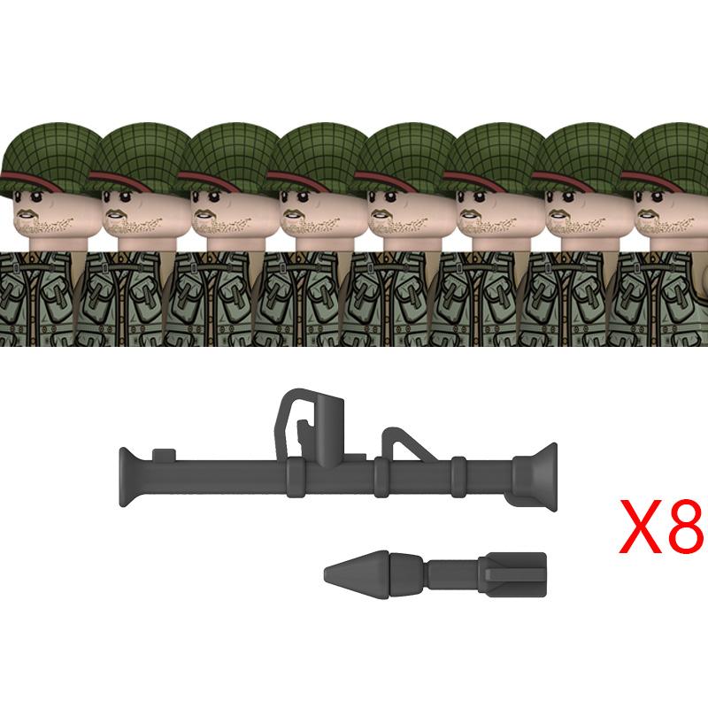 WW2 American Rangers Military Soldeirs Building Blocks US Army Infantry Medical Soldeirs Helmets Bazuca Weapons Bricks Toys