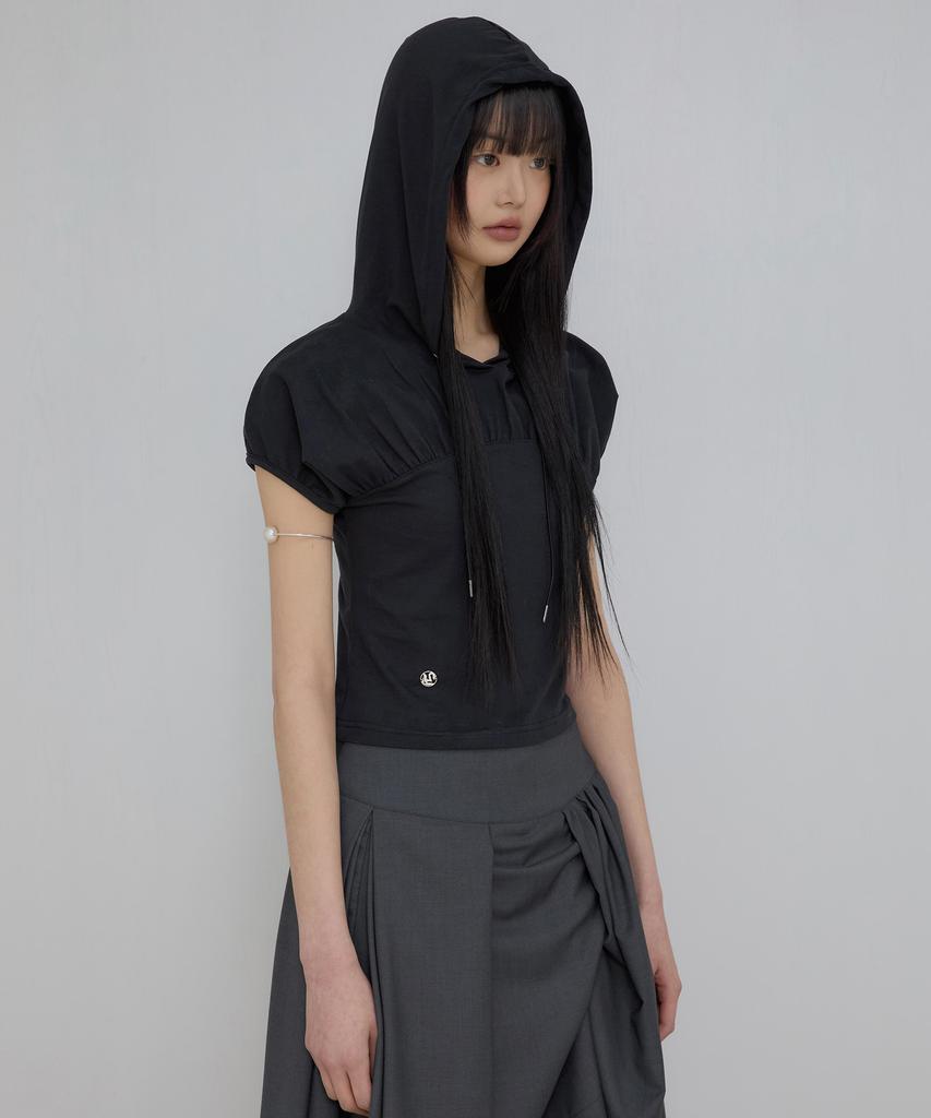 Peulleeoeob Kaya Shirred Hoodie (Fl-159_Black)