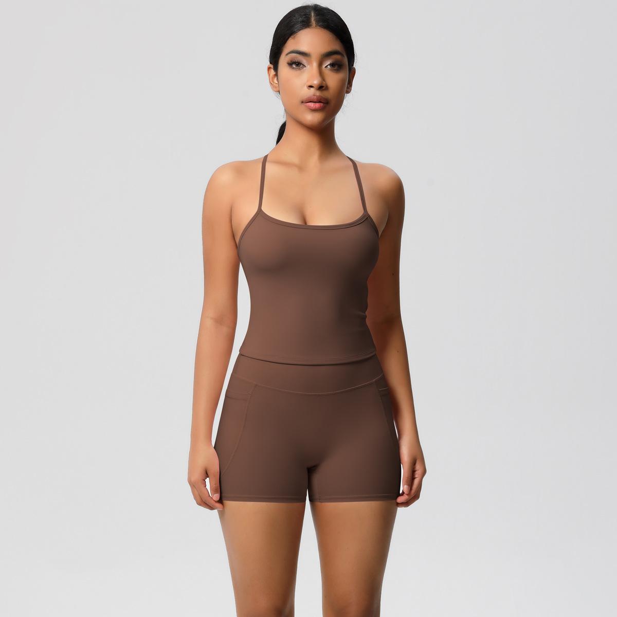 

Yungan Облегающий пескоструйный быстросохнущий костюм для йоги, шорты с карманами для подтяжки бедер, комплект из двух предметов для бега и фитнеса для женщин S