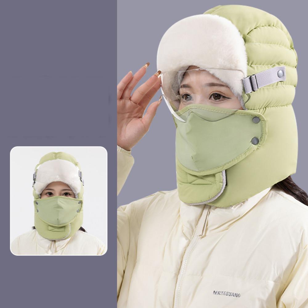 

3 шт./Компл. Шапка-капюшон Велосипедная ветрозащитная шапка Русская ушанка Зимняя теплая с ушами Унисекс зелёный