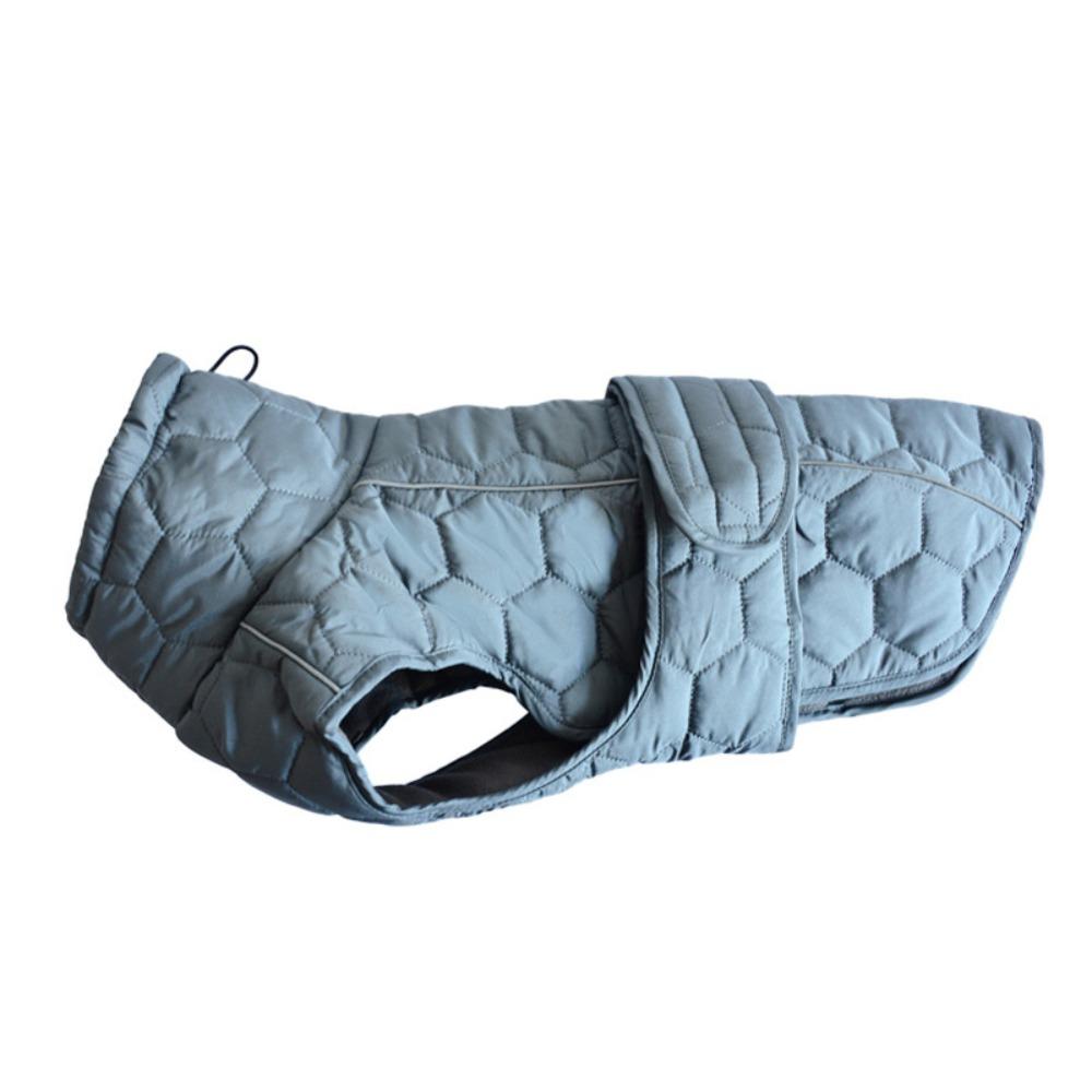 

Reflective Strip Dog Winter Coat Fleece Lining High-neck Design Dog Vest Jacket Thickened Warm Winter Dog Clothes Outdoor S сірий