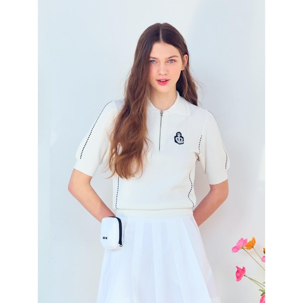 

LORDLOAR HALF ZIP UP COLOR MESH KNIT WHITE