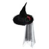 Nuovo Cappello da Strega Barocco di Halloween Regina Goth Rete Fiori Artificiali Accessori Vestito Cappello da Strega Natale