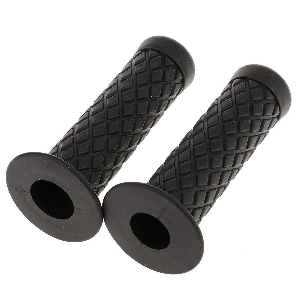 HANSWD 22mm Motorcycle Rubber Handle Grips Left and Right Set of 2 Corrosion Resistant Low Temperature (Black)