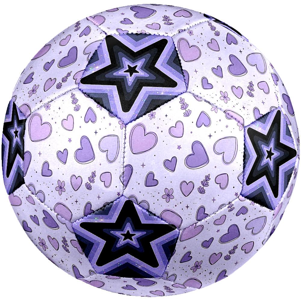 1PC Purple Heart Starry Kaleidoscope Soccer Ball Size 5 Football Machine Sewn Indoor/Outdoor Universal Football A91