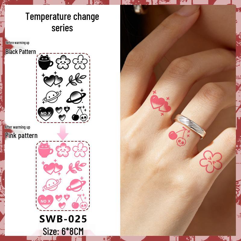 Temperature-Sensitive Succubus Finger Color-Changing Waterproof Tattoo Sticker - Cute Cartoon Design