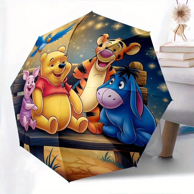 1 Automatischer Winnie Puuh, Tigger Motiv Bunter 8-Speichen Tragbarer Regenschirm für Damen und Herren, Ein Kompakter Begleiter für den Weg zur Arbeit Geeignet für Da