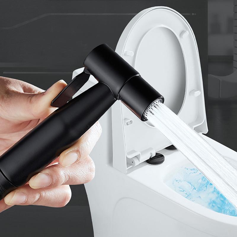 Black Stainless Steel Handheld Bidet Sprayer Set for Toilet Premium Pressurized Bathroom Shower Head with Spring Hose & Valve