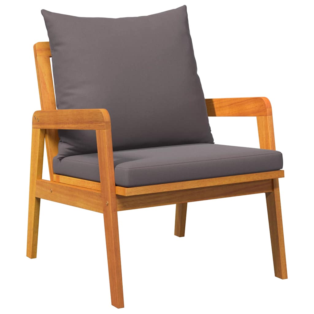 Garden Chair with Cushions 2 Pieces Oil Natural Finish 65 X 59.5 X 72 Cm