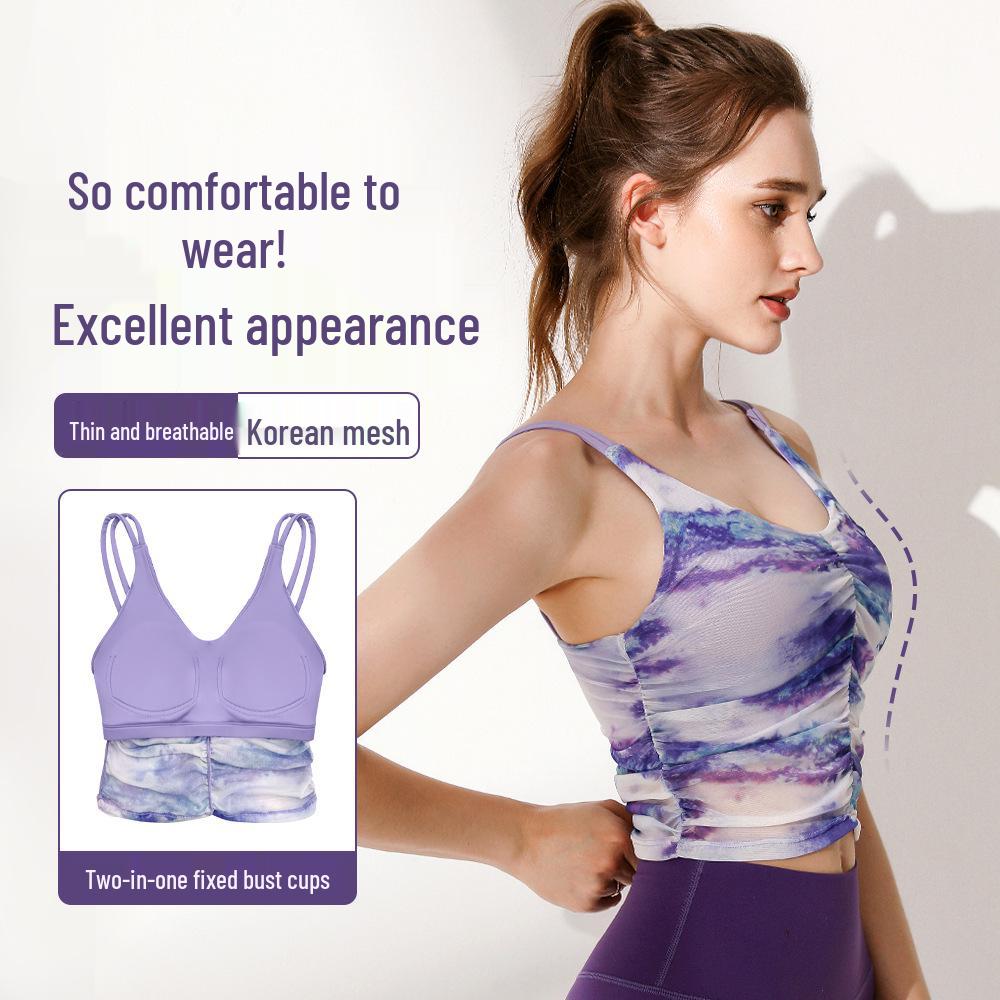 Damen Sommer Stoßdämpfend Outdoor Sport Yoga Print Ärmellose Fitness Weste