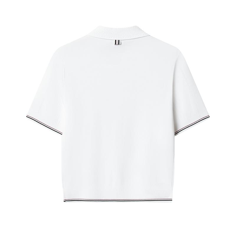 FILA Heritage Fashion Simple Classic Retro Elegant Casual Versatile Comfortable Knitted Short Sleeve Sweater Women tops Cloud-White F11W628412FWT