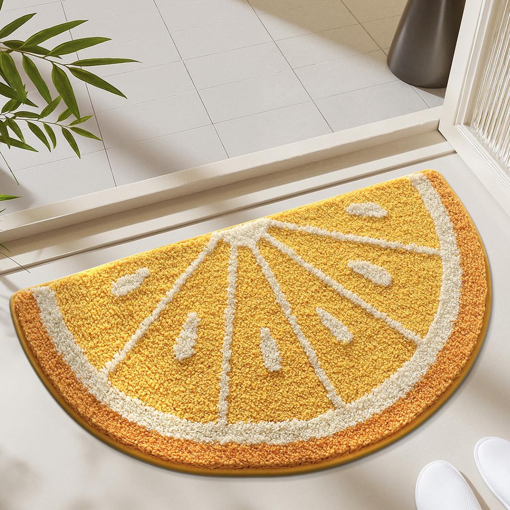 2026 Simple Fruit Bathroom Floor Mat Toilet Semicircular Absorbent Carpet Toilet Non-slip Mat Door Mat