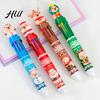 Marker Pen Set Christmas 10-Color Ballpoint Santa Snowman Topper Designs Multi-Color Festive Themed Writing Tool Fun Holiday Gift for Students Friends