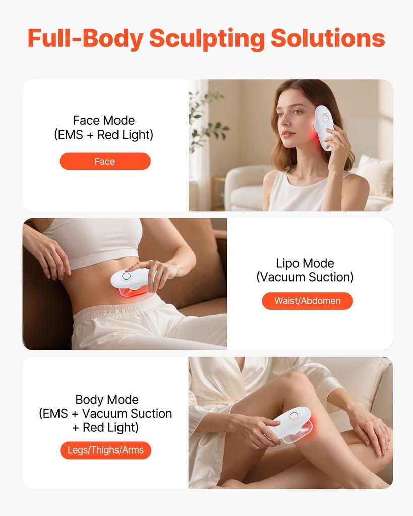 Body Sculpting Machine, 3-in-1 Electric Cellulite Massager with 3 Adjustable Functional Modes, Skin Tightening Cupping Therapy Tool with 60 Min