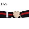 Women Waistband Unisex Belt Contrast Color Banded Metallic Heart Buckle Lightweight Girls Adjustable Elastic Band Girl Waist Strap for Parties