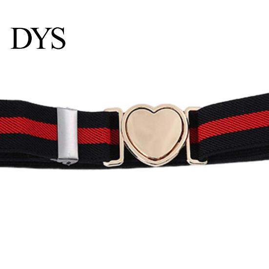 Women Waistband Unisex Belt Contrast Color Banded Metallic Heart Buckle Lightweight Girls Adjustable Elastic Band Girl Waist Strap for Parties